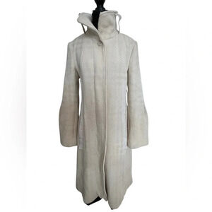 Mackage Cream Wool Winter Coat with Leather Accents Size Medium